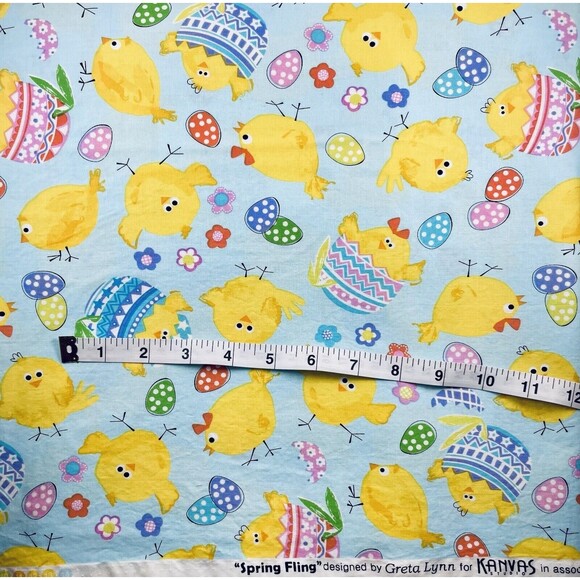 EASTER FABRIC SPRING FLING SPRING CHICKS - KANVAS STUDIO C4961 Quilt Cotton BTY - Picture 2 of 3